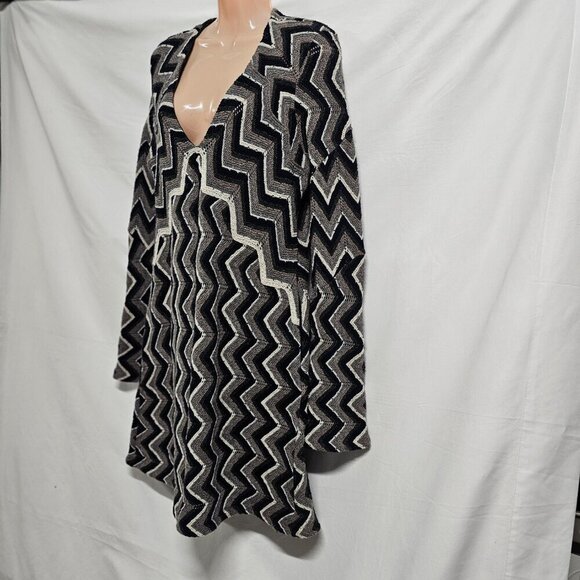 Free People Rhiannon Chevron Women Wool Blend Sweater Dress Size L V Neck Long/S - Picture 5 of 14